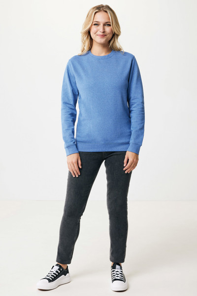 Pull à col rond en coton recyclé non teinté IQONIQ Denali - Heather Blue / XXL