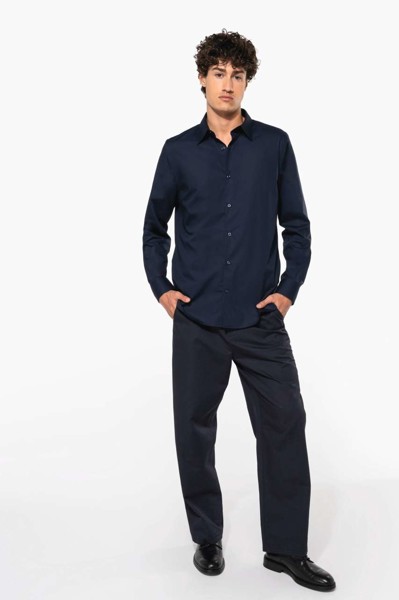 Men’S Long-Sleeved Cotton Poplin Shirt - White / S