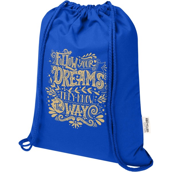 Sac de 5 L avec cordon Oregon Blend en coton recyclé 140 g/m² certifié GRS - Bleu royal