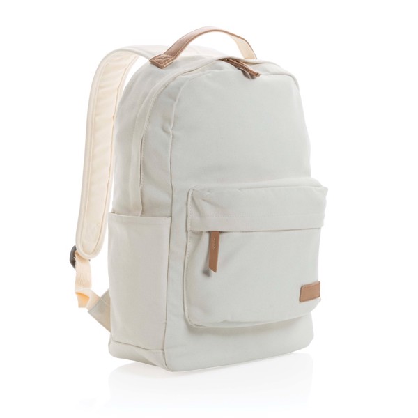 Impact AWARE™ 16 oz. recycled canvas backpack - Off White