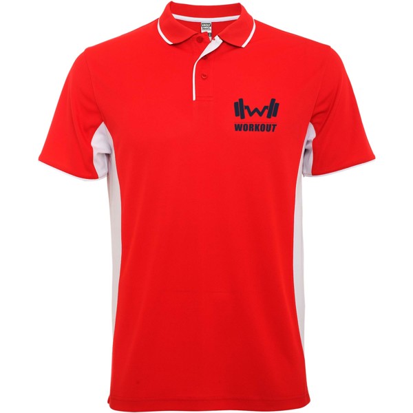 Polo a maniche corte unisex Montmelo - Rosso / Bianco / M