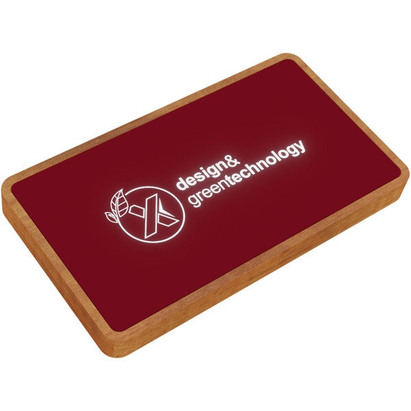 Powerbank sem fios de 5000 mAh luminosa "SCX.design P36" - Mid red / Madeira