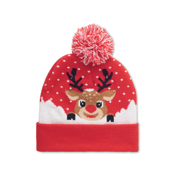 Christmas knitted beanie LED Shimas Light - Red