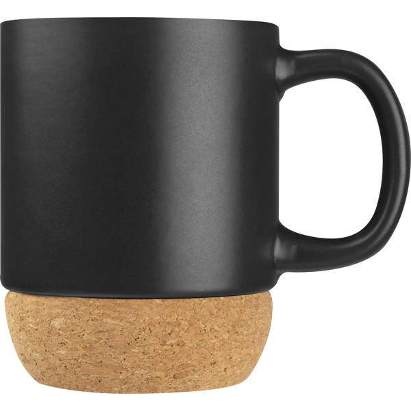 Ceramic mug with cork ground THEODOR - Black