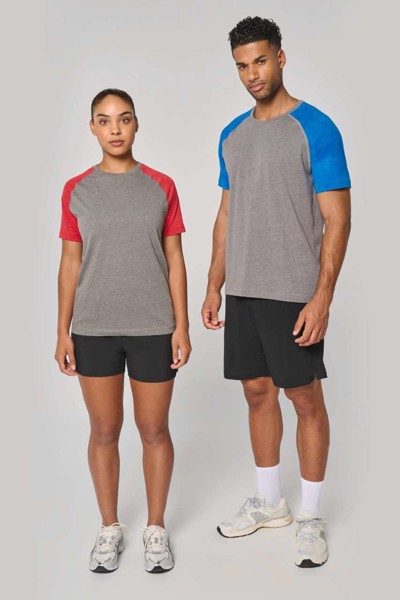 Adult Triblend Two-Tone Sports Short-Sleeved T-Shirt - Grey Heather / Sporty Royal Blue Heather / L