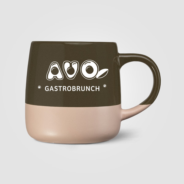Atlas Keramiktasse mit Farbblock-Design - 445 ml - Dunkelgrün / Siebdruck