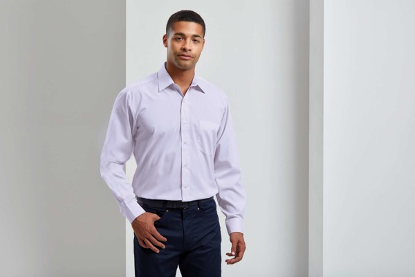 Men's Long Sleeve Poplin Shirt - White / 4XL