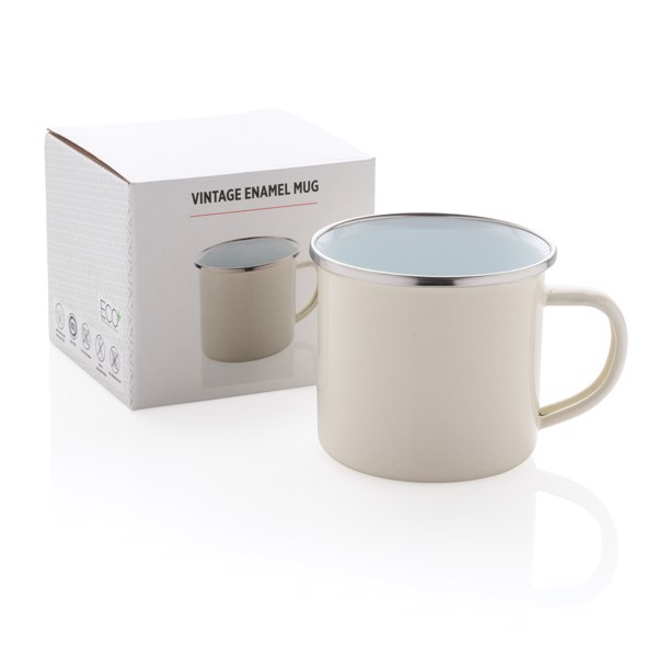 Xd Collection enamel mug, 350 ml carbon steel - White