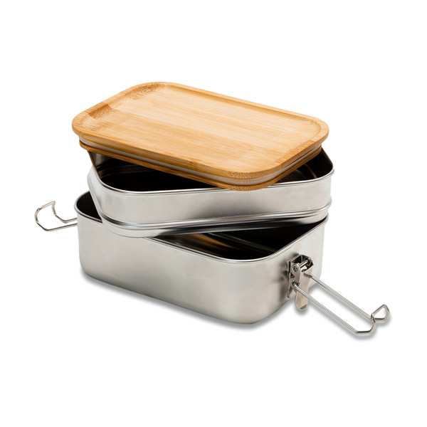 1000 ml Alcora double lunch box - Silver