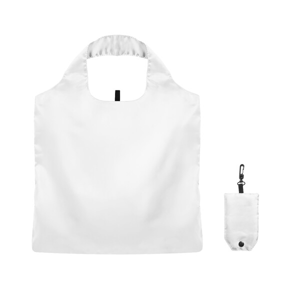 Full colour foldable recycled polyester (rPET) bag with pouch. Double layer handles - Full colour