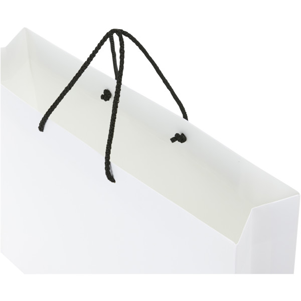 Ročno izdelana papirnata vrečka XXL 45x10x35 cm, 170 g/m2 - Bela / enobarvna črna