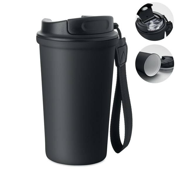 Recycled steel tumbler 400ml Nakano - Black