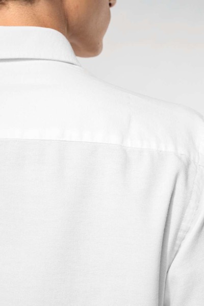 Long-Sleeved Washed Oxford Cotton Shirt - Striped White / Oxford Blue / 3XL