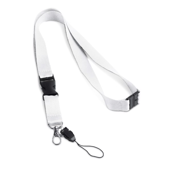 MURRAY. Lanyard em poliéster com mosquetão em meta - Branco