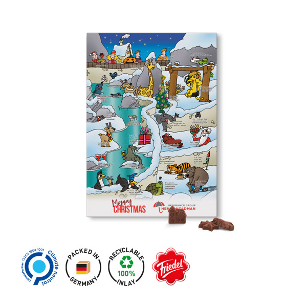 Classic Wall Advent Calendar, White / Solid Cardboard Cover Landscape Format: White, Inlay: Reycyclable