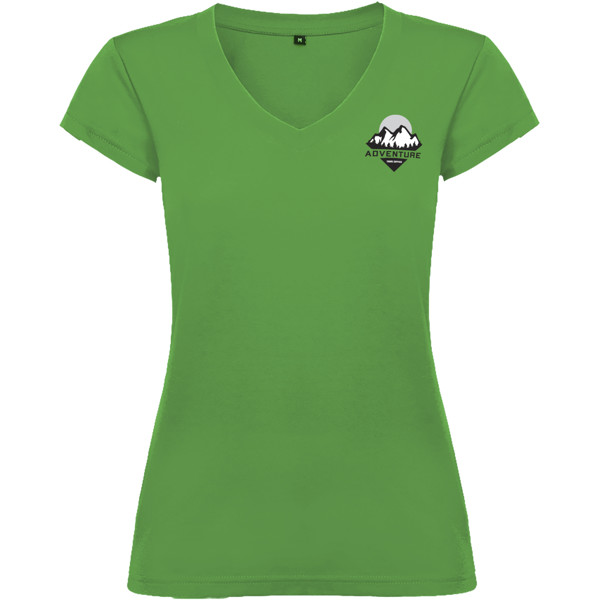 T-shirt a maniche corte con scollo a V da donna Victoria - Verde tropicale / 3XL