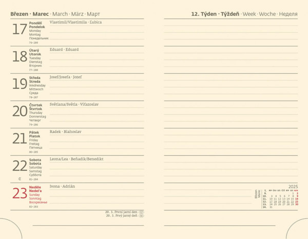 Týdenní diář Flip 2026, 90x140 - béžovo/hnědá