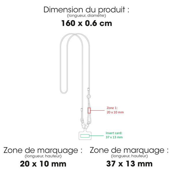 DIEGO L - BND1000L - Lanière RPET ajustable pour téléphones et badges
