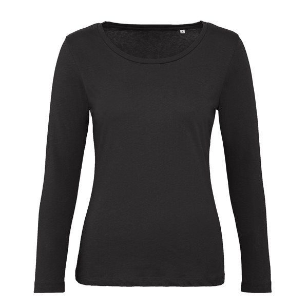 T-Shirt B&C Inspire Manga Comprida Women - 100% Algodão Orgânico Ou Em Conversão - Preto / L