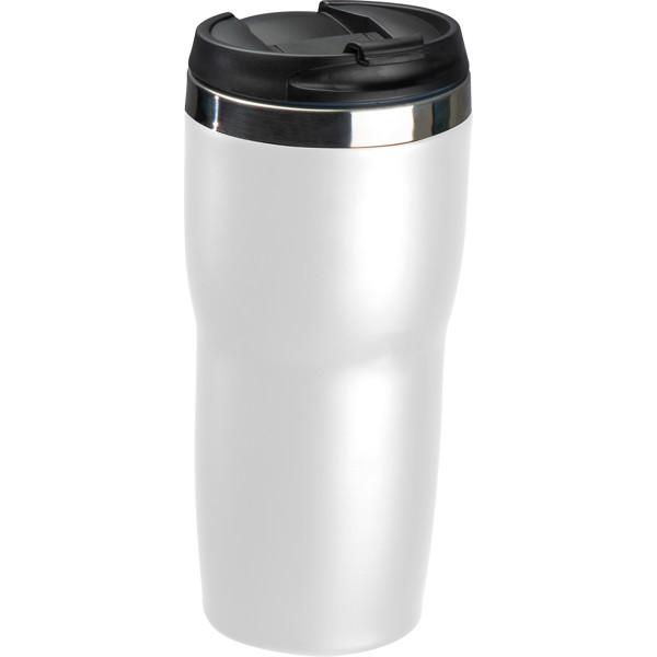 Double wall stainless steel drinking bottle ELEONORA - White