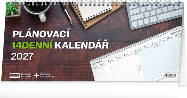 Notique Stolní Kalendář Pracovní 2027 – 14Denní, 33 x 14,5 cm