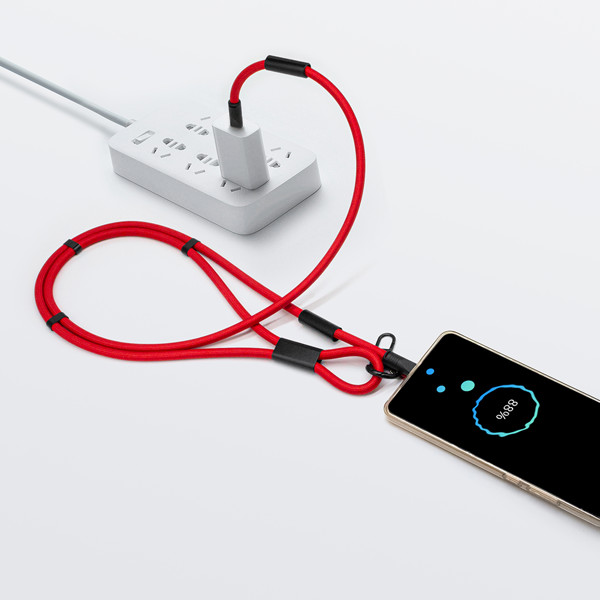 Rychlonabíjecí datový kabel s lanyardem UC062 - WHITE