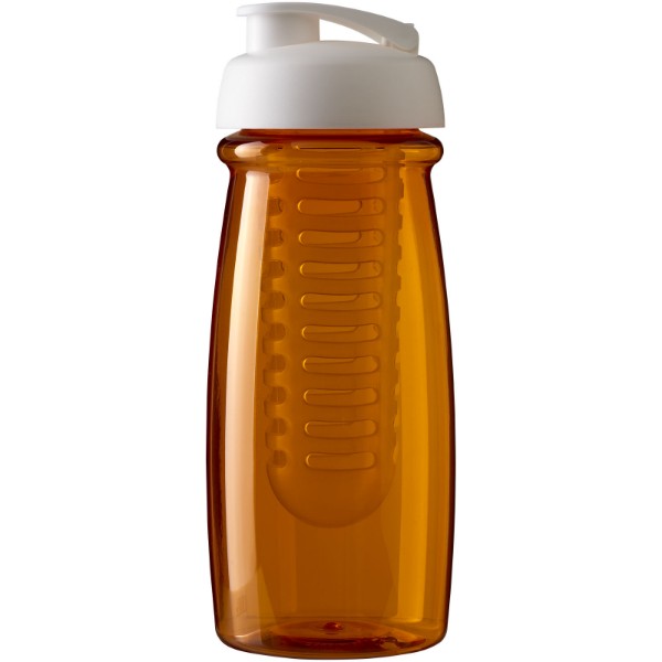 Sportovní láhev s infuzérema vyklápěcím víčkem H2O Pulse® 600 ml - Transparentní oranžová / Bílá