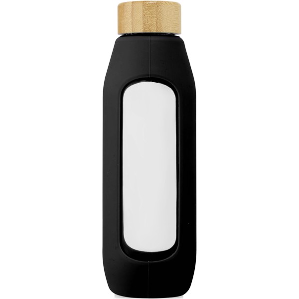 Tidan 600 ml borosilicate glass bottle with silicone grip - Black