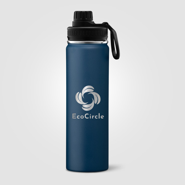 Alaska - 710 ml Bouteille d’eau en acier inoxydable à double paroi - Bleu marine / Sérigraphie