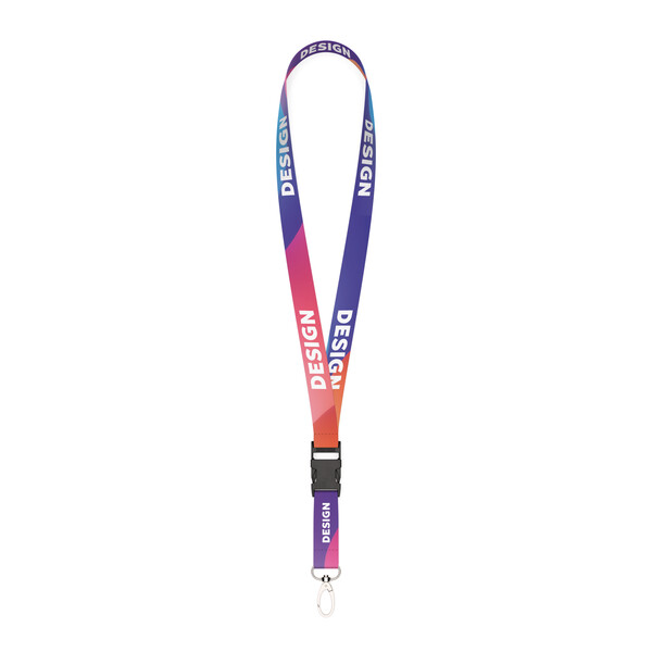 Detachable recycled polyester (rPET) sublimation lanyard - 20mm width / Oval hook