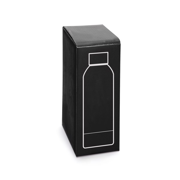 ODIN. Garrafa em aço inoxidável (36% reciclado) com acabamento em borracha 550 mL - Azul Marinho