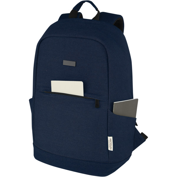 Sac à dos anti-vol pour ordinateur portable Joey de 18 L en toile recyclée GRS 15,6 pouces - Marine