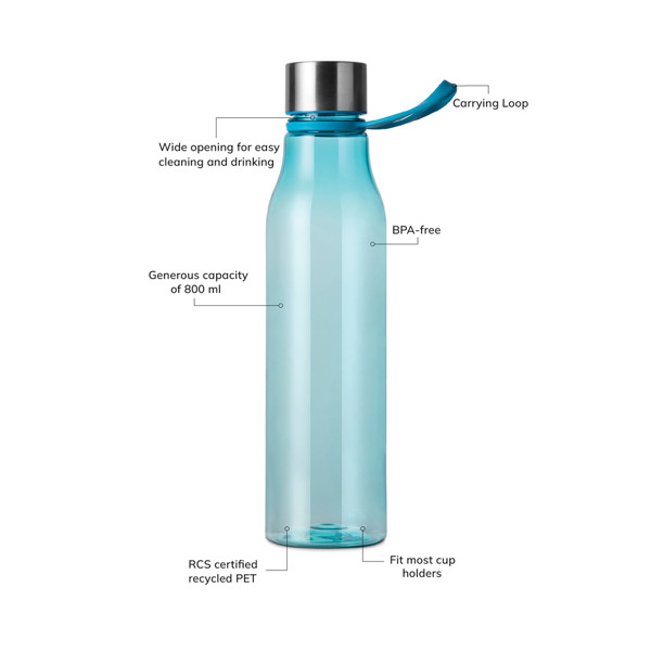 Lahev na vodu 800ml VINGA Lean z RCS RPET - Modrá