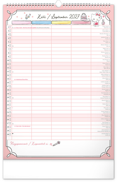 Notique Nástěnný Kalendář Rodinný Plánovací Hello Kitty Xl 2027, 33 x 46 cm