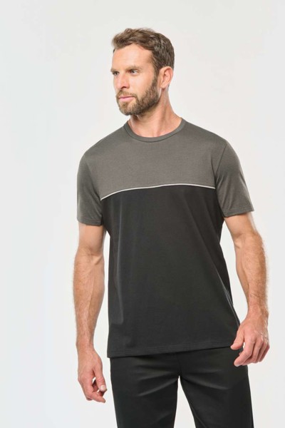 Unisex Eco-Friendly Short Sleeve Two-Tone T-Shirt - Black / Dark Grey / M