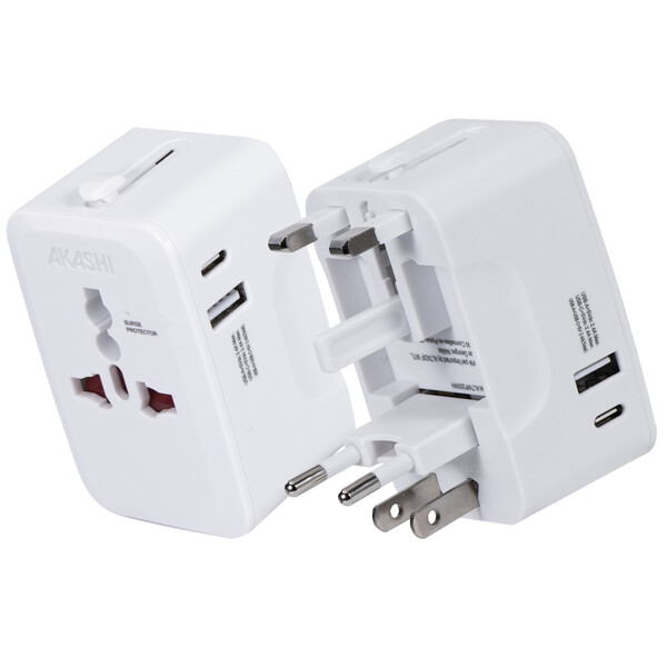 KOJIMA - ADAPTATEUR UNIVERSEL DE VOYAGE AVEC SORTIES USB-C ET USB-A - BLANC