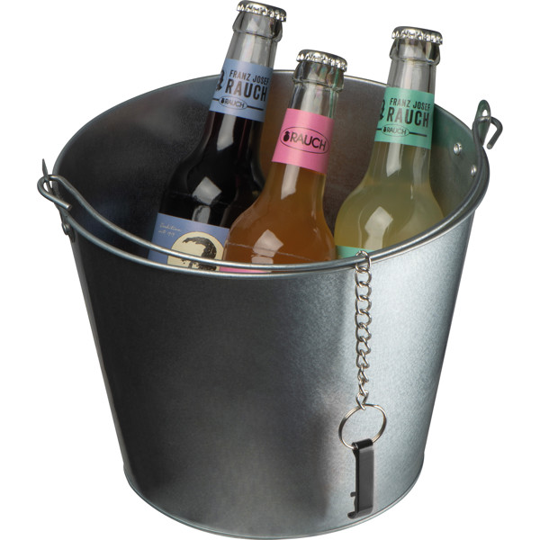 Zinc bucket with bottle opener JULITTA - Silvergrey