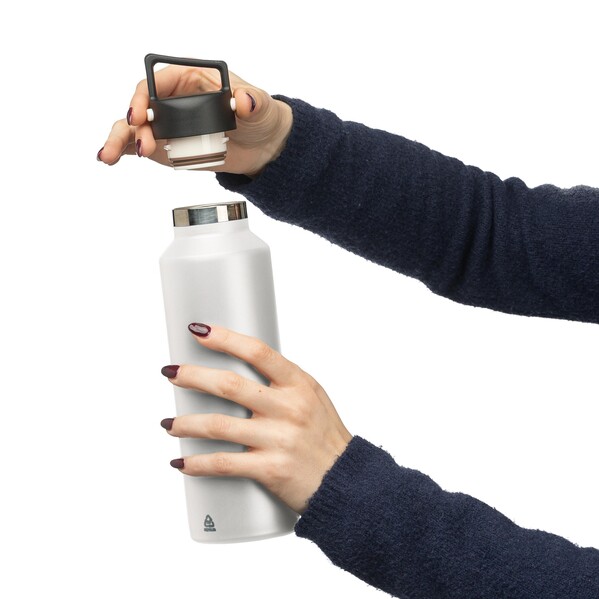 Recycled stainless steel double-walled bottle (600 ml) Mace - White