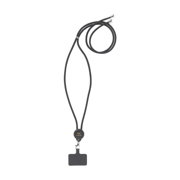 Lace Lanyard GRS RPET 0,5 cm cordelière téléphonique - Noir