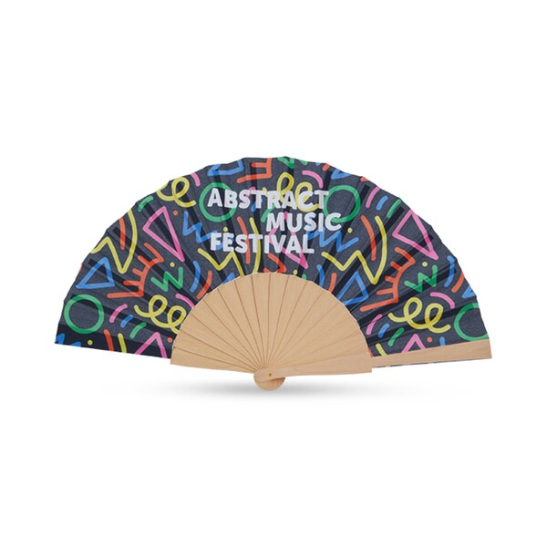 Full colour wooden hand fan - Full colour
