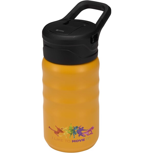 Knox 350 ml RCS recycled double wall stainless steel sport bottle with flip straw - Yellow