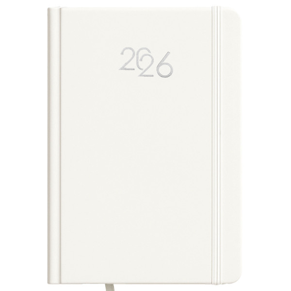 Agenda Giornaliera 2026, Copertina Rigida In Cartoncino Laminato - Bianco