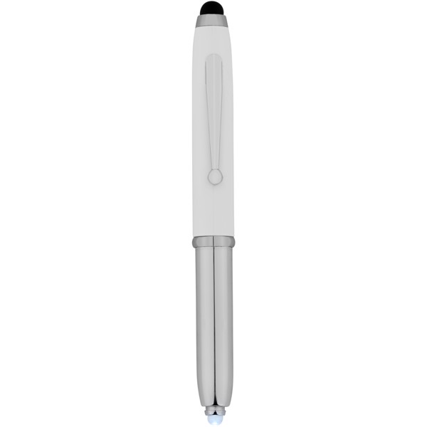 Xenon stylus ballpoint pen with LED light - White / Silver