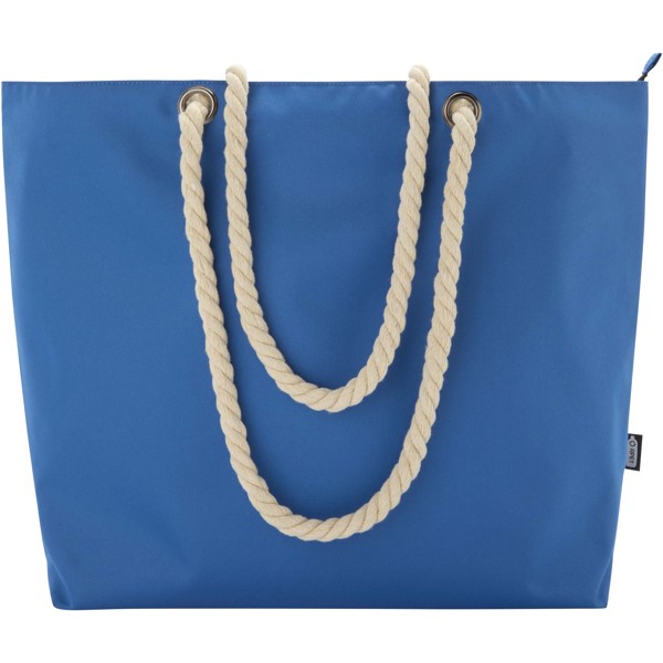 Tote bag termica da spiaggia in materiale riciclato certificato GRS con manici in corda Panama - 23L - Blu royal