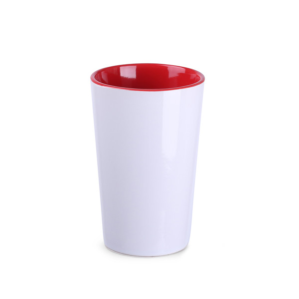 Keramična skodelica Fresh, 330 g, višina 118 mm - Bela / rdeča