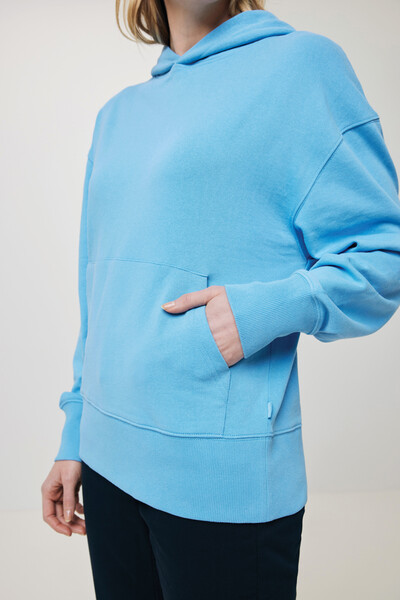 Mikina s kapucí Iqoniq Yoho relaxed fit z recykl. bavlny - Tranquil Blue / M
