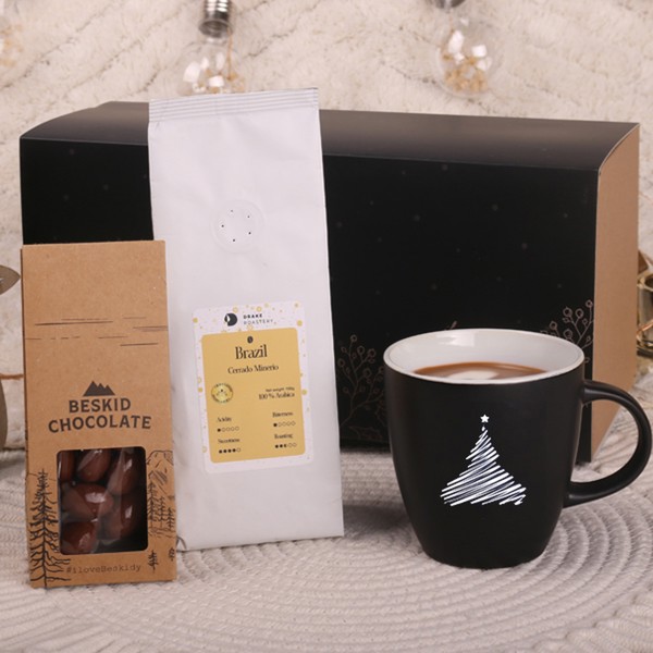 Set skodelic Fiord Matt, 100 g kave, 50 g mandljev - Črna