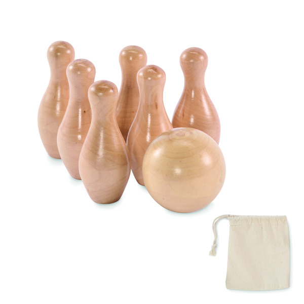 Mini bowling set Bolito, pine wood, 6 pins