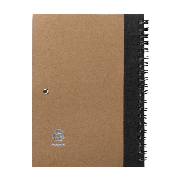 Notebook Stella | Recycled cardboard | Lined | With ballpen - black