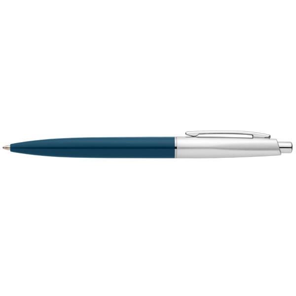 Stylo Natori en plastique recyclé avec finition chromée - Bleu marine / Jet d’encre 4 couleurs
